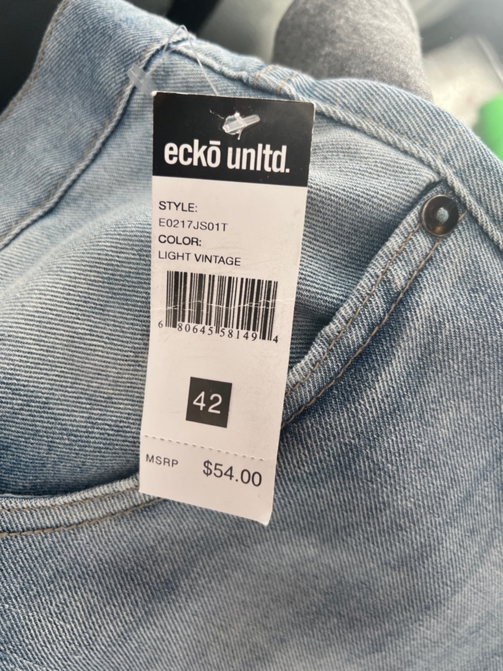 Size 42  Ecko Unlimited Faded Blue Denim Shorts - Picture 4 of 6